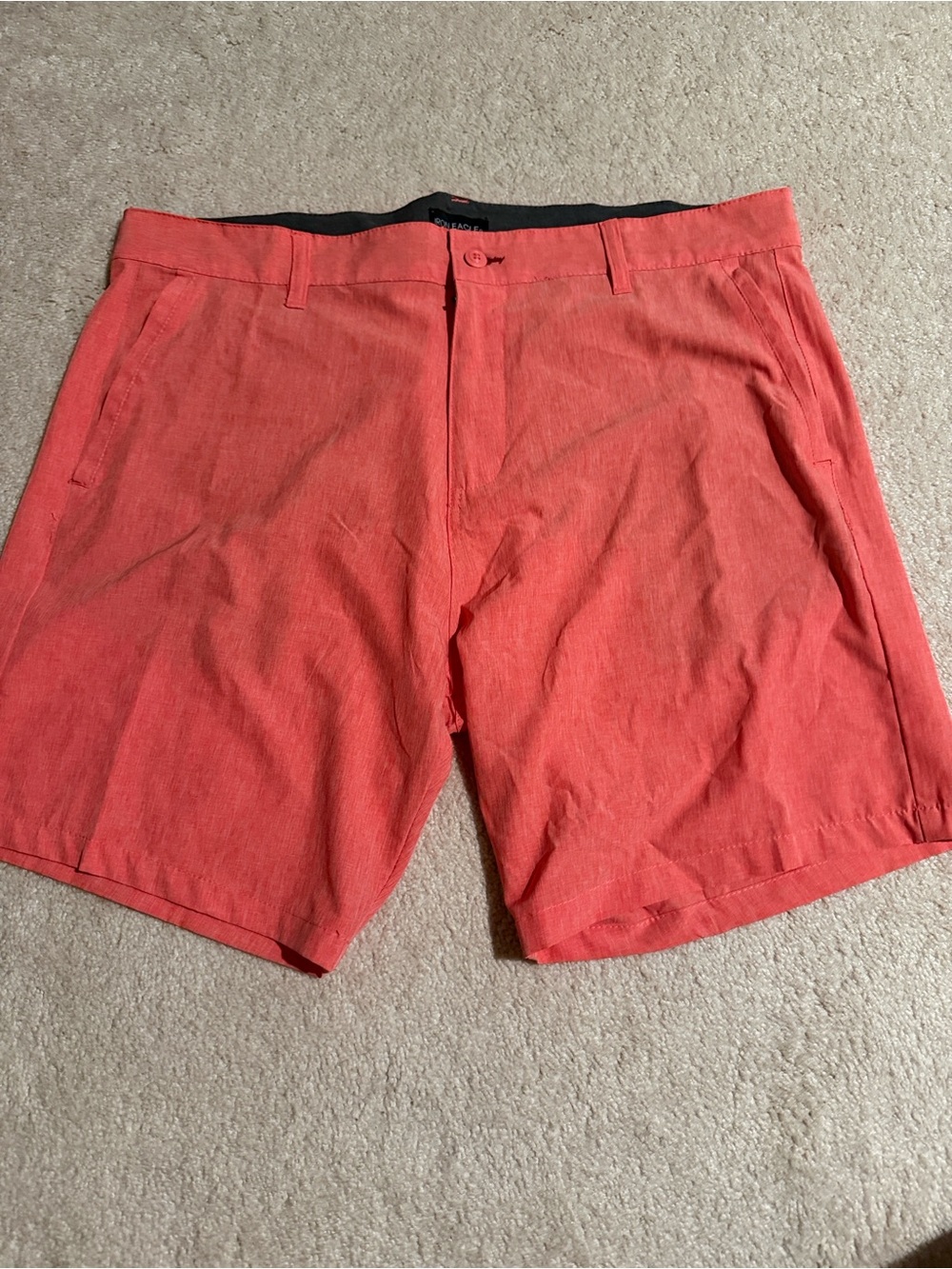 Men's Flat Front Coral-Red Shorts — Lightweight Everyday Style